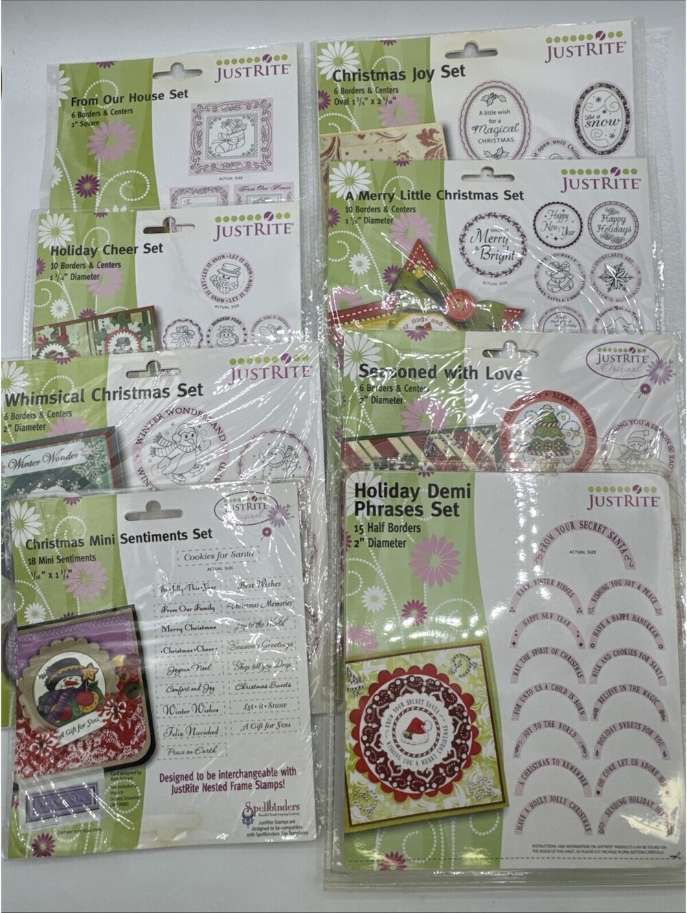 Lot Of 8 Just Rite Rubber Stampers Sets Christmas Holidays Sentiments Cards